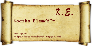 Koczka Elemér névjegykártya