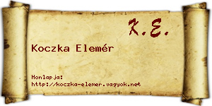 Koczka Elemér névjegykártya